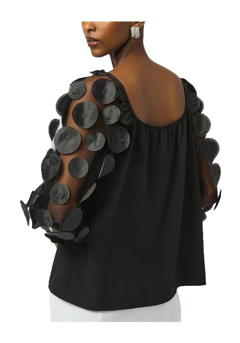 Blusa Joseph Ribkoff donna 251273 nero pois ricamati su tulle scollo rotoondo comoda JOSEPH RIBKOFF | Bluse | 25127311